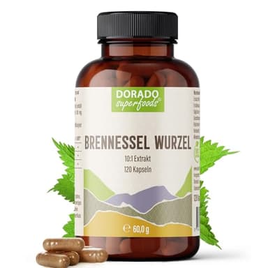 Brennnessel Wurzel Kapseln – 1.600 mg Extrakt täglich (10:1, entspricht 16.000 mg Rohwurzel) – 120 Stück (1-Monatsvorrat) – vegan & hochdosiert | Dorado Superfoods®