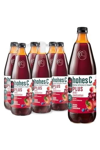 hohes C PLUS Antioxidantien (6 x 1l), 100% Saft, Apfel, rote Trauben, Aronia, Vitamin C, PLUS an Antioxidantien, ohne Zuckerzusatz, vegan
