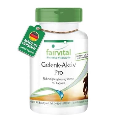 Fairvital | Gelenk-Aktiv Pro - 90 Kapseln - Glucosamin 1200 mg pro Tagesdosis mit Chondrotinsulfat + MSM + Hyaluronsäure + Astaxanthin - HOCHDOSIERT