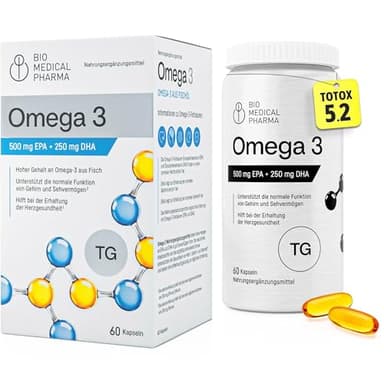 Omega 3 Kapseln Hochdosiert – 500 mg EPA + 250 mg DHA pro Kapsel – Triglycerid-Form für bessere Aufnahme – Nachhaltiges Fischöl aus Peruanischen Sardellen – IFOS-zertifizierte Reinheit (60 Kapseln)