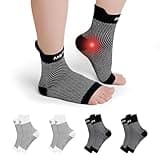 PUTUO Neuropathie Socken für Herren Damen: Orthopädische Kompressionssocken Plantarfasziitis Socken Sprunggelenkbandage Große L/XL Weiß Schwarz 4 Paare