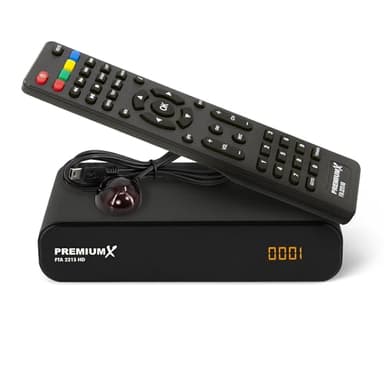 Premium X HD 221S Sat Receiver – DVB-S2 FTA Digital Satellitenreceiver, Unicable tauglich, HDMI & SCART, USB Media Player, kompakt, vorinstallierte deutsche Sender