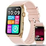 Smartwatch Damen mit EKG/ΒΙυtｚυcker/BMI/HRV/Harnsäure/ΒΙutdruck,1,57" Gesundheitsuhr Fitness mit Telefonfunktion 24H Pulsuhr SpO2 Schlaf/Apnoe-Monitor Menstruationszyklus Uhr für iOS Android (Rosa)