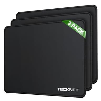 TECKNET Mauspad 3 Pack, 270 x 210 mm Gaming Mousepad mit Wasserdicht und Rutschfester Gummi für PC-Büro, Arbeit, Gaming, Studium, Laptop, Computer, Zuhause-Schwarz