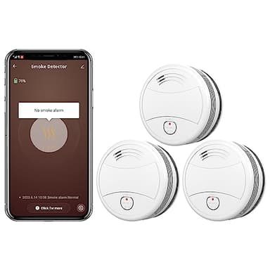 PGST WLAN(2,4-GHz)-Rauchmelder, Rauchwarnmelder mit austauschbarer Batterie, TUYA App or Smart Life App-Benachrichtigungen, vernetzte Rauchmelder mit 85 dB nach CE & EN 14604 Standard, 3er Pack