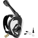 Schnorchelmaske Erwachsene Vollmaske - CO2 Sicher -Tauchermaske Schnorchelset Alternative - Vollgesichtsmaske Schnorchelmaske Inklusive Tragetasche (schwarz, L-XL)