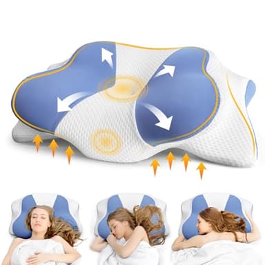 Nackenkissen Kopfkissen - Orthopädisches Kissen für Schulter und Nackenschmerzen, Memory Foam kissen für Bauch, Rücken, und Seitenschläfer, Ergonomisches Kopfkissen mit Nackenstütze (66 x 40 x 14 cm)