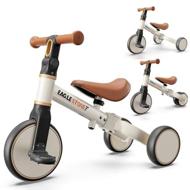 EagleStone 3-in-1 Laufrad für Kleinkinder, Kinder-Balancebike & Dreirad für 18 Monate bis 4 Jahre, Indoor & Outdoor Geschenk für 1–3-Jährige, Geburtstagsgeschenk Spielzeug für Jungen & Mädchen, Weiß