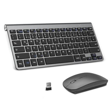 PINKCAT Kabelloses Tastatur Maus Set kabellos 2.4G Kabellose Kompakte Tastatur mit Funkmaus für Laptop, PC und Smart TV Deutsches QWERTZ Layout(Grau&Schwarz)