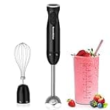 Bonsenkitchen 3 in 1 Elektrischer Stabmixer, 1000W Pürierstab Mit Messbecher und Schneebesen Stufenlose Geschwindigkeitsregelung für Milchshake, Püree, Sauce, HB3202 (Schwarz)
