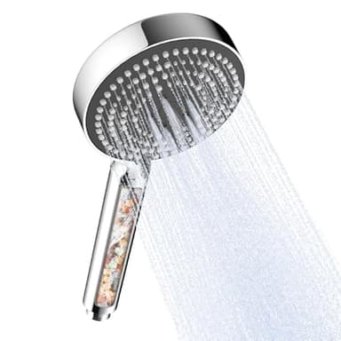 OFFO Duschkopf mit Filter, 13cm Duschkopf Groß mit 6 Strahlarten, Handbrause mit Filtration in 20 Schichten, Duschbrause für Duschkopf Wassersparend, Shower Head, Duschkopf mit Kalkfilter, Chrom+Grau