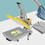 ERnonde Halbautomatische und Elektromagnetische Wärmepresse, 2500W Wärmeübertragungsmaschine, Pressfläche 40x50cm Transferpresse Hitzepresse Hemdenbügelmaschine (Gelb)