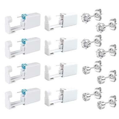 Makoto Nobu 8 Stück Ohrloch Stecher Set, Einweg-Ohr-Piercing Pistole, Ohrlochstechpistole Kit für Mädchen Frauen Männer, Ohrlöcher Selber Stechen set mit Ohrsteckern Ohrringe