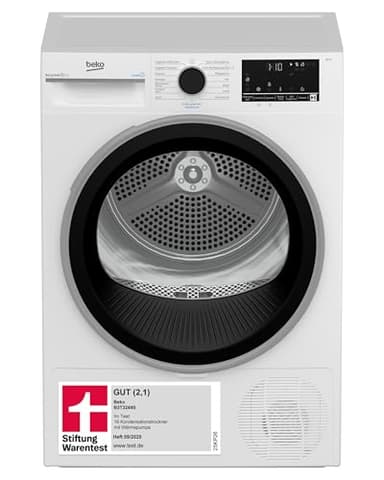 Beko Wäschetrockner 9kg, Stiftung Warentest GUT (2,1)*, allergikergeeignet, Hygiene Trocknen, SteamCure Dampffunktion, 15 Programme, Express, B3T3249S, Weiß