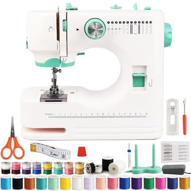 FONCOOD Nähmaschine für Anfänger, 12 Stiche Elektrische Nähmaschine für Kinder & Erwachsene, Tragbare Nähmaschinen mit Zubehör-Set, Ideal für DIY, Heimhandwerk & Reparatur, Grün