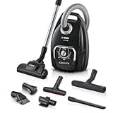 Bosch Staubsauger mit Beutel Serie 8 BGL8XALL, Testsieger, ideal für Allergiker, Hygiene-Filter, 10 Jahre Motorgarantie, Hartbodendüse, XXL-Polsterdüse, langes Kabel, Made in Germany, 650 W, schwarz