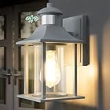 Lamomo Aussenlampe Grey,3 Beleuchtungsmodi Lampe mit Bewegungsmelder Aussen,IP23 Wasserdichtes Aluminium Außenwandleuchte Led für Haus