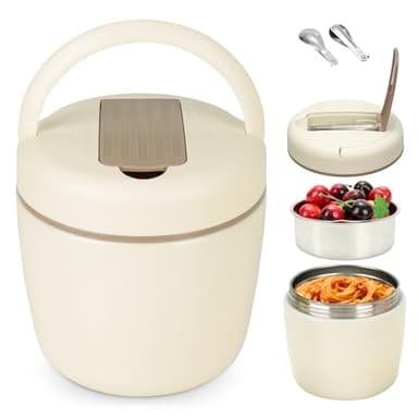 Cozary Thermobehälter für Essen 1200ml, Edelstahl 304 mit Löffel, Absolut Dicht, Hält 7 Stunden Heiß Oder Kalt,Warmhaltebehälter, BPA-Frei,Lunchbox Thermo Kinder Erwachsene