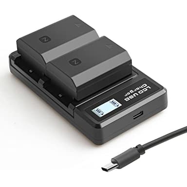 NP-FZ100 Akkus und Smart LED Dual USB Ladegerät für Sony Alpha A7III A7IV A7RIII A7R3 A7R IV A7C A7S,7III 7IV 7RIII 7R3 7R IV 7C 7S α7C, 6700 6600 A6700 A6600 A9 A9R A9S 9 9S 9R Kamera (2 Stück)