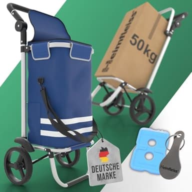Heimfleiss® Einkaufswagen klappbar mit 56L Volumen | Einkaufstrolley klappbar mit 50kg Traglast | Leichte Einkaufstasche mit Rollen | Einkaufstrolly Hackenporsche | Shopping Trolley