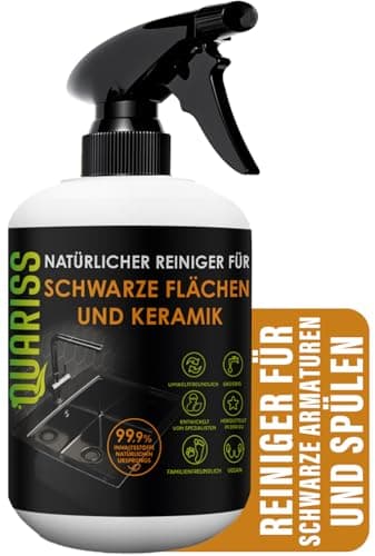 QUARISS Natürlicher Reiniger für Schwarze Armaturen und Keramik - Badreiniger Kalkreiniger Dusche Stark für Waschbecken Wasserhahn Bad Duschkopf Fliesen Armaturenreiniger Geheimnisvoller Garten 0,5 L