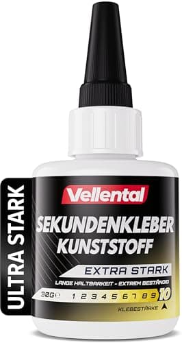 Sekundenkleber für Kunststoff extra stark 30g wasserfest, hitzebeständig & mit Nadel Verschluss gegen Austrocknung - Kunststoffkleber, Plastik Kleber für Kunststoff, Acrylglas