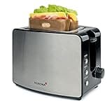Korona 21250 Doppelschlitztoaster | Extra große Röstschlitze für American Sandwichtoasts | 4 wiederverwendbare Toasttaschen zum Toasten belegter Sandwiches | Brötchenaufsatz