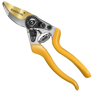 GRÜNTEK Premium Gartenschere Z-25, Geschmiedet, TITAN beschichtete SK5 Präzisionsklinge, Baumschere Rebschere Ergonomisch 215 mm, Bypass Rosenschere Antihaftbeschichtet, Zufriedenheitsgarantie