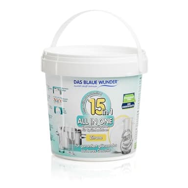 Das Blaue Wunder All In One Geschirrspülpulver 15in1 | Spülmaschinenpulver | 15 Funktionen | sehr ergiebig | Power Entkruster | Maschinenpflege | phosphatfrei (Zitrone)