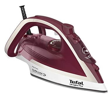 Tefal Ultragliss Plus Dampfbügeleisen, 2800 Watt, Dampfstoß: 250 g/Min., 50 g/Min. Dampfabgabe, kurze Aufheizzeit, Eco Mode, kratzfeste Durilium Airglide Bügelsohle, dunkelrot/silber, FV6810