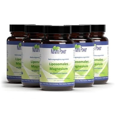 Liposomales Magnesium | Magnesiumcitrat | Vorteilspaket 4 + 1 | Pulver in Kapseln | Maximale Bioverfügbarkeit | Lange Haltbarkeit | von NATURE POWER