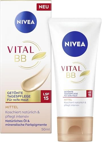 NIVEA VITAL BB Getönte Tagescreme mit LSF 15, Gesichtspflege für natürliche Deckkraft dank mineralischen Farbpigmenten, Gesichtscreme für reife Haut (50 ml)