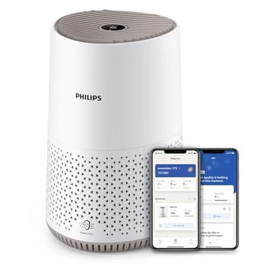 Philips Luftreiniger 600 Serie, Ultraleise und energieeffizient Für Allergiker, HEPA-Filter entfernt 99,97% der Schadstoffe, Für Räume bis zu 44m², App-gesteuert, Weiß (AC0650/10)