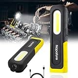 Napatyre LED Arbeitsleuchte Werkstattlampe,Taschenlampe LED Aufladbar mit Magnetfuß und Haken, 180° Drehbare 3 Lichtmodi Handlampe ideal für Auto Reparatur Werkstatt Camping(1 Stück)