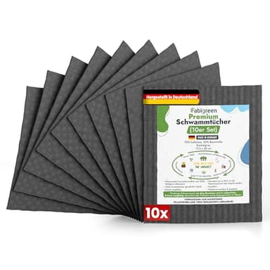 Fabigreen Putzlappen 10er Set – Nachhaltig reinigen ohne Mikroplastik | Wiederverwendbare Spültücher & biologisch abbaubare Spüllappen | kompostierbar, für alle Oberflächen geeignet | Dunkelgrau