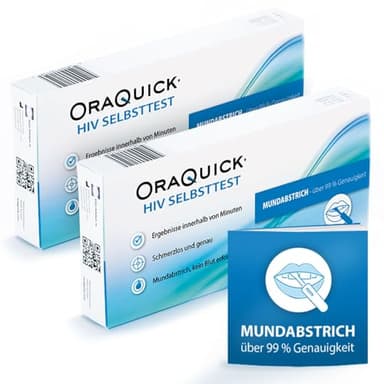 2x OraQuick HIV Selbsttest - Schmerzfrei und sicher mit Speichel testen - HIV Test für zuhause - Doppelpack ideal für Paare - Erkennt HIV-1 und HIV-2-Antikörper