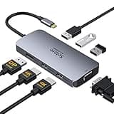 USB C Hub auf Displayport 7 in 1 Laptop Docking Station USB C Hub auf Dual HDMI Displayport VGA 3 USB 2.0, Multi Monitor Adapter für Dell XPS 13 15, Lenovo Yoga, Thinkpad, Huawei Matebook X Pro, usw