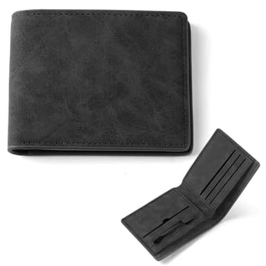 Vicloon Geldbeutel Herren mit Kartenhalter, Extra-Stabile Doppelnaht, Wallet Portemonnaie Herren Klein mit Münzfach, Geldbörse für Männer in Schwarz, Echtleder Geldbeutel für Männer, Querformat