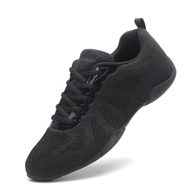 SECHRITE Cheerleading Cheer Schuhe Damen Mädchen Tanz Turnschuhe Dance Sneaker Schwarz Jazz Tanzschuhe Yoga Training Aerobic Schnürschuhe Schwarz 39 EU