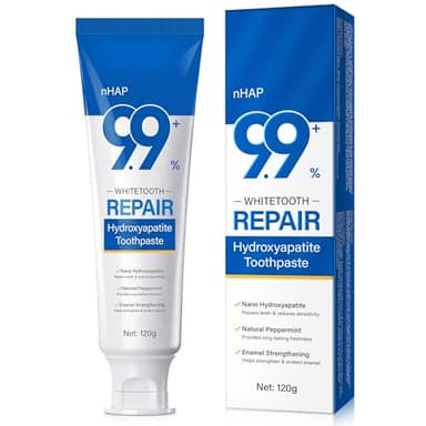 Hydroxylapatit Zahnpasta,Nano Hydroxylapatit Remineralisierung Zahnpasta, Repariert Zahnschmelz, Stärkt Die Zähne,Fluoridfreie, sanft aufhellende Zahncremes für empfindliche Zähne(1pc)