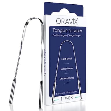 Zungenreiniger Edelstahl | Zungenreiniger | Für einen frischen Atem und eine bessere Mundgesundheit | Zungenschaber Edelstahl | Zungenreiniger für Kinder und Erwachsene | ORAVIX