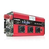 Wechselrichter 12V 230V 3000W Spannungswandler Fernbedienung 4X USB und LCD 3 AC Steckdosen für Solarpanel Auto Wohnmobil /6000W