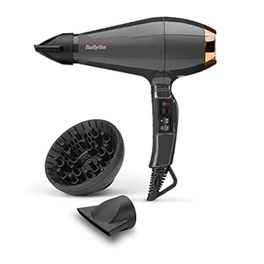 BaByliss Italian Air Pro Föhn mit Diffusor – Hergestellt in Italien, 2200W Hochleistungs-Haarföhn, Ionen Anti-Frizz-Technologie, 2 Temperatur- und 2 Geschwindigkeitsstufen, Schwarz, 6719DE