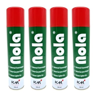 NOLA 4 x 300ml Universal Feuerzeuggas für Feuerzeuge und Flambierbrenner - Butangas zum Nachfüllen, Premium Feuerzeuggas, Nachfüllgas, Butan Feuerzeug Gas - Optimal Für Alle Feuerzeugmodelle 703 (4)