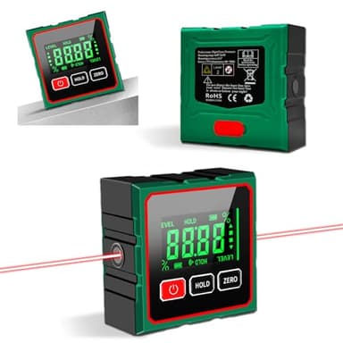 Diseleri Digitale Wasserwaage, Laser Winkelmesser mit Magnetfuß, Neigungsmesser mit LCD Display, Type-C Schnittstelle, Magnetisch Nivellierbox Level Box für Holzarbeiten, Bau, Dekoration, DIY
