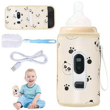 Tragbarer USB Babyflaschenwärmer, Flaschenwärmer Baby mit LCD-Display, Temperatur Tragbarer Flaschenwärmer, USB-Ladung Flaschenwarmhalter, Flaschenwärmer Unterwegs für Alle Flaschen Geeignet (B)