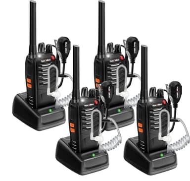 MaxTalker MT-8S Walkie Talkie Aufladbar für Erwachsene Kinder Funkgeräte, Lizenzfrei PMR446 Funkgeräte, Funkempfang 16 Kanäle, Mit Headset und 1500mAh Lithium-Ionen-Akku (4 Stück)
