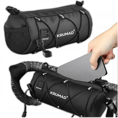 KRUMAD Lenkertasche Fahrrad, Wasserdicht, Rahmentasche, Oberrohrtasche MTB, Rennrad, Lenkerrolle Gravelbike, Fahrradtasche Lenker mit Reflektoren und Schultergurt, Fahrrad Zubehör