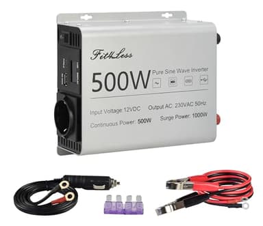 Reiner Sinus-Wechselrichter DC 12 V Eingang und AC 230 V Ausgang mit LCD-Display, USB-Ausgangsanschluss, Typ-C-Ausgang (500 W)