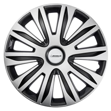 MICHELIN Radkappe MX-ABS 15 Zoll Universal Radzierblende 4er Set Fürs Auto ABS Kunststoff | Schwarz/Silber